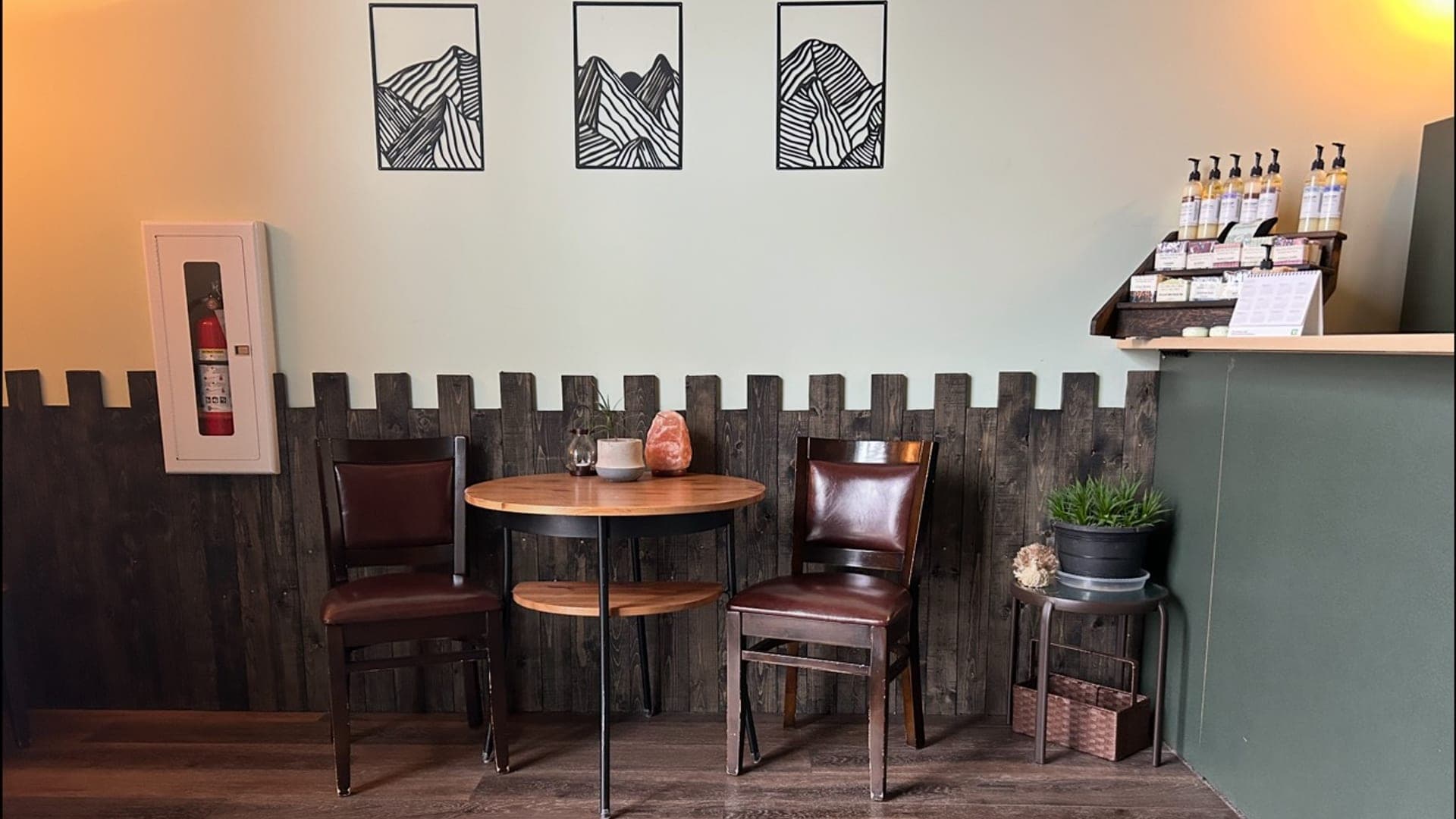 Waiting area and reception counter at TCH Massage & Therapeutics in Olds